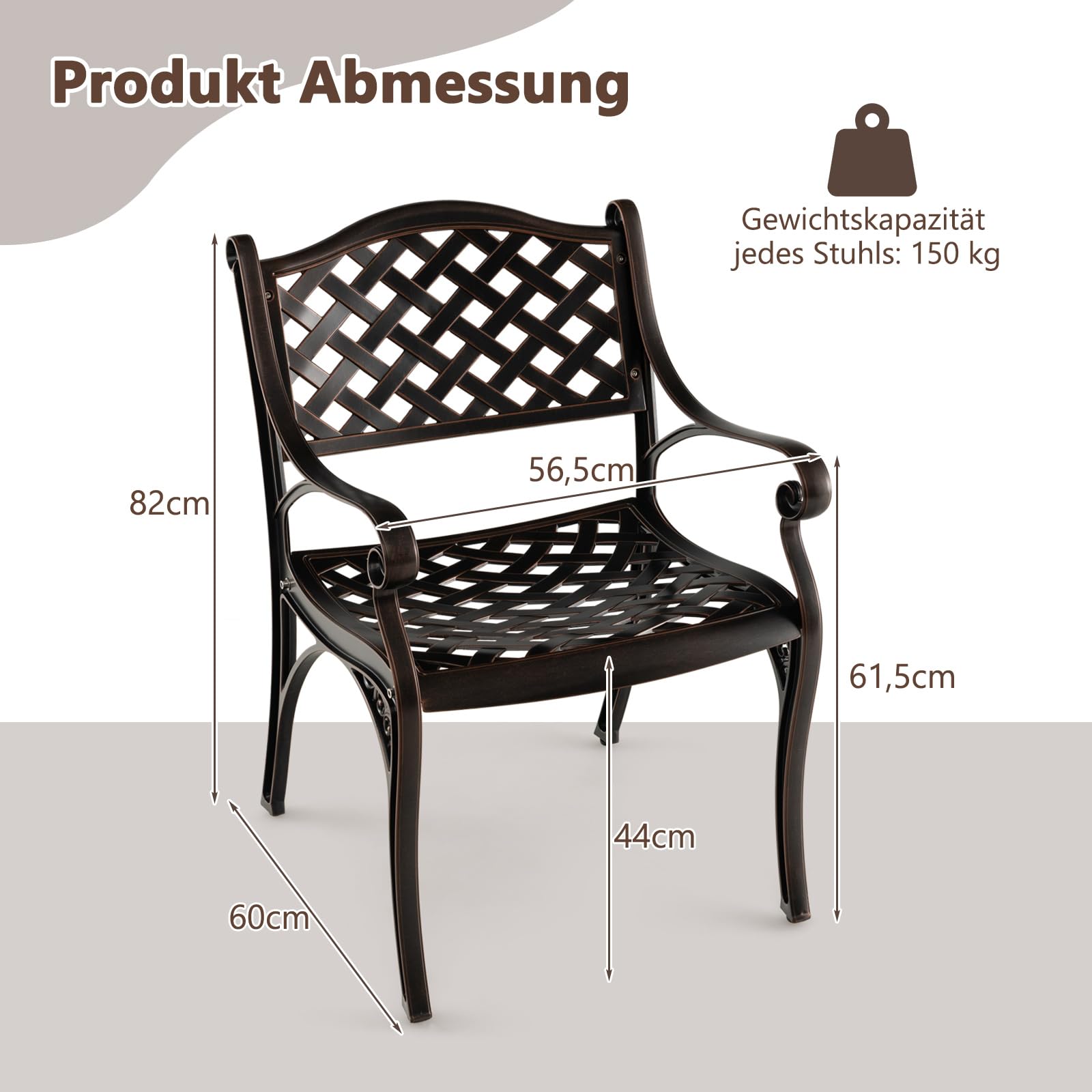 COSTWAY Set van 2 stapelbare tuinstoelen, stapelstoelen van textilene en metalen frame, terrasstoelen met armleuningen, balkonstoelen belastbaar tot 150 kg, 56 x 70 x 84 cm (blauw