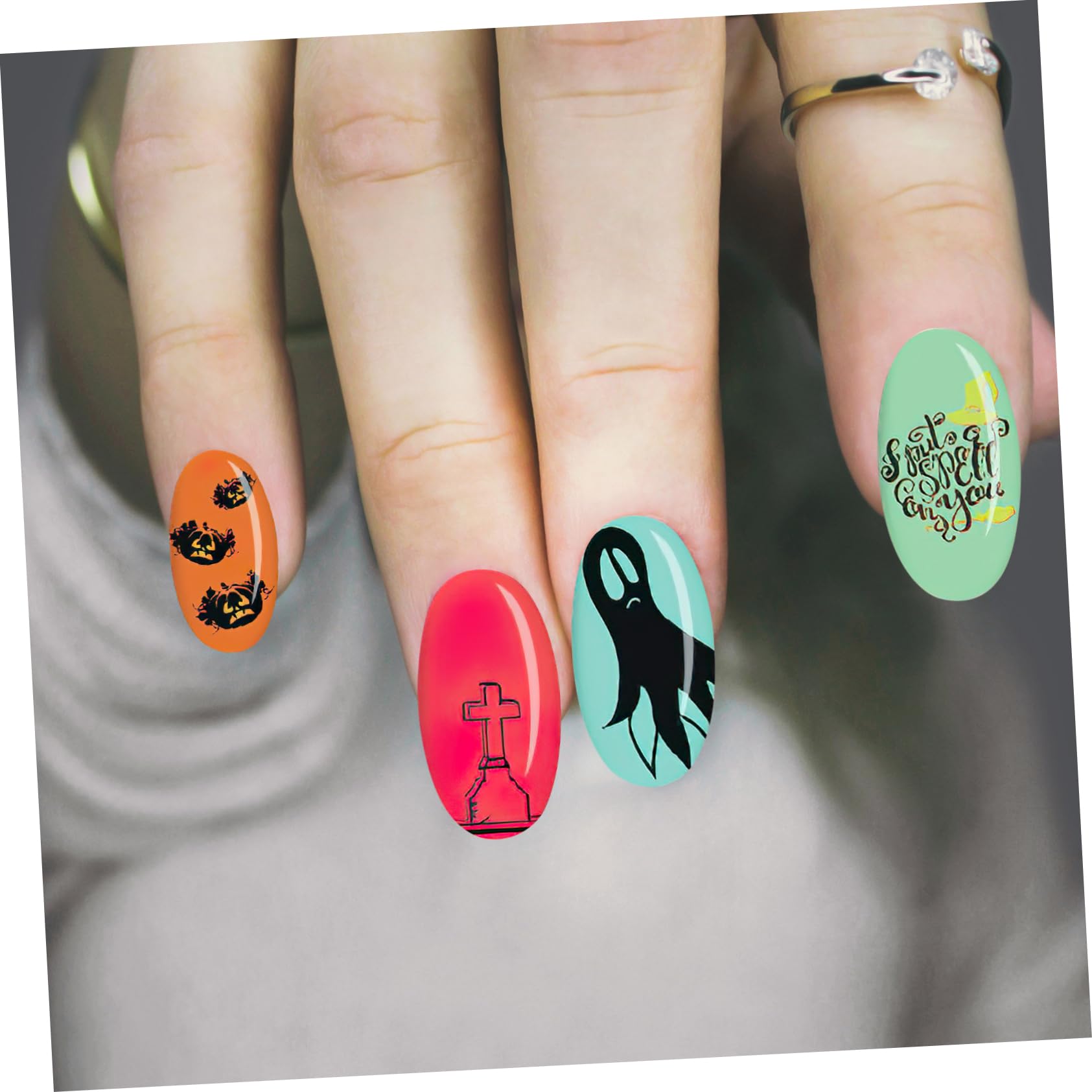 FRCOLOR 8 Hojas de impresión de transferencia de halloween manicura accesorios de arte de de hallowee estampador de de flores kit de estampado de juego de
