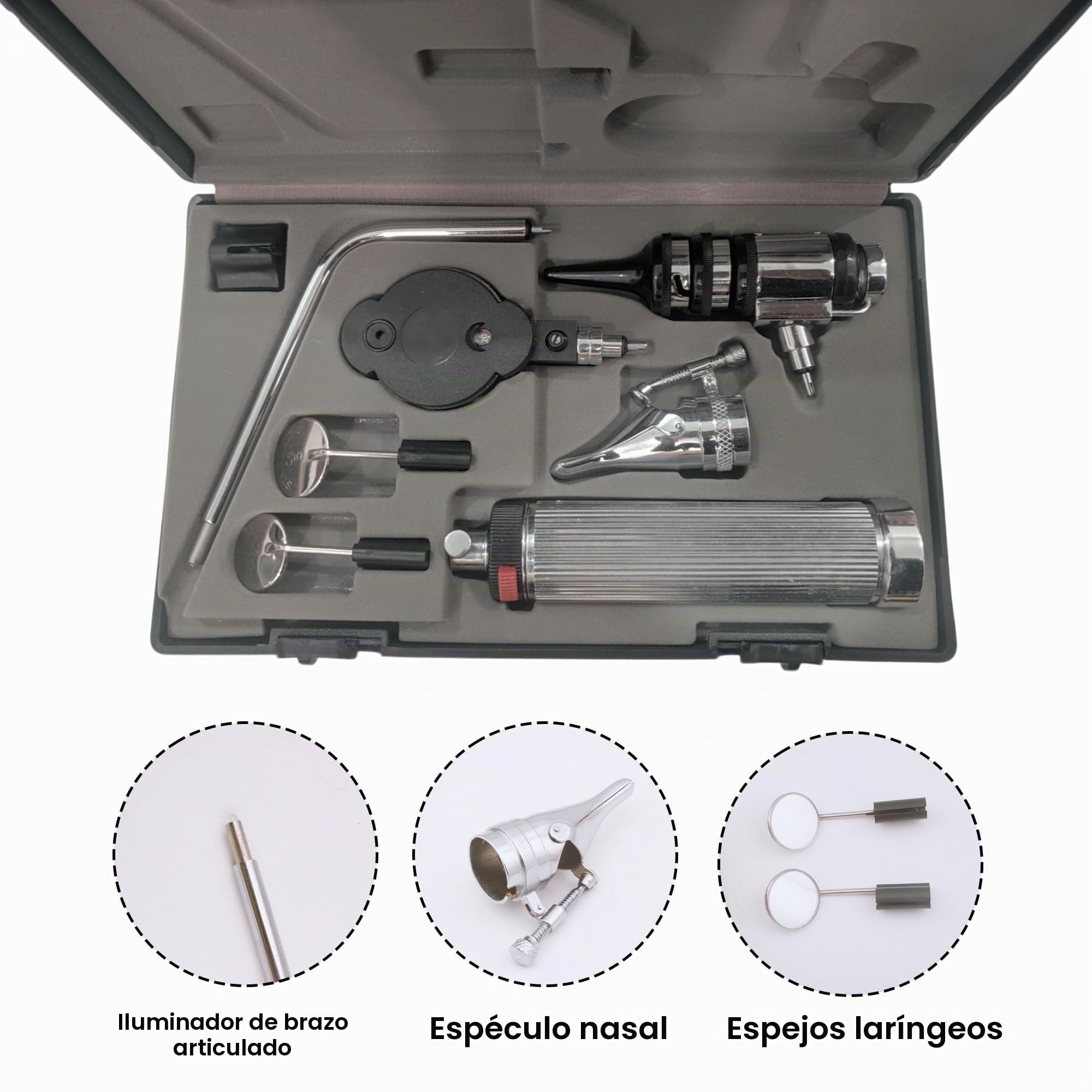 Kit de diagnóstico ENT para uso veterinario, juego completo de diagnóstico ENT con oftalmoscopio y otoscopio, espéculo de metal de diagnóstico médico, animales pequeños, kit de