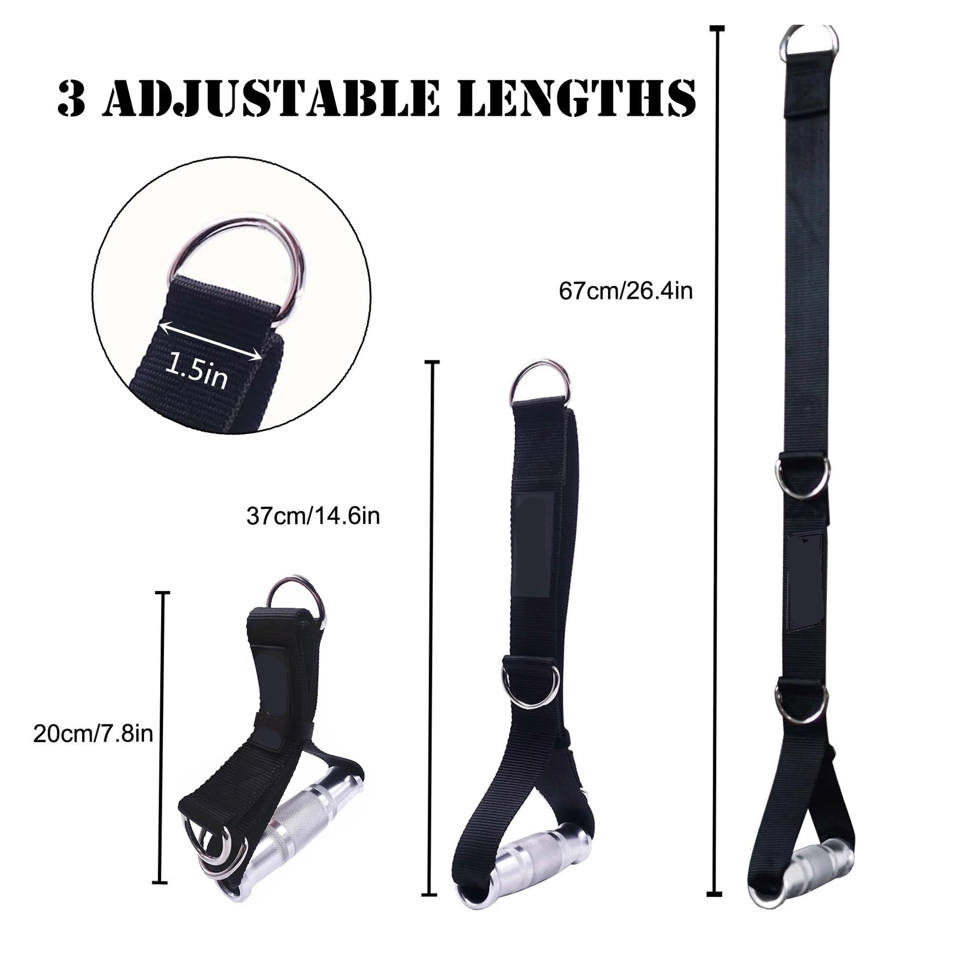 Maniglie per bande di resistenza 3 in 1 Fitness regolabile in metallo maniglie da palestra tricipiti corda cavo macchina allegati for puleggia LAT tirare giù sistema di allenamento(Handle only)