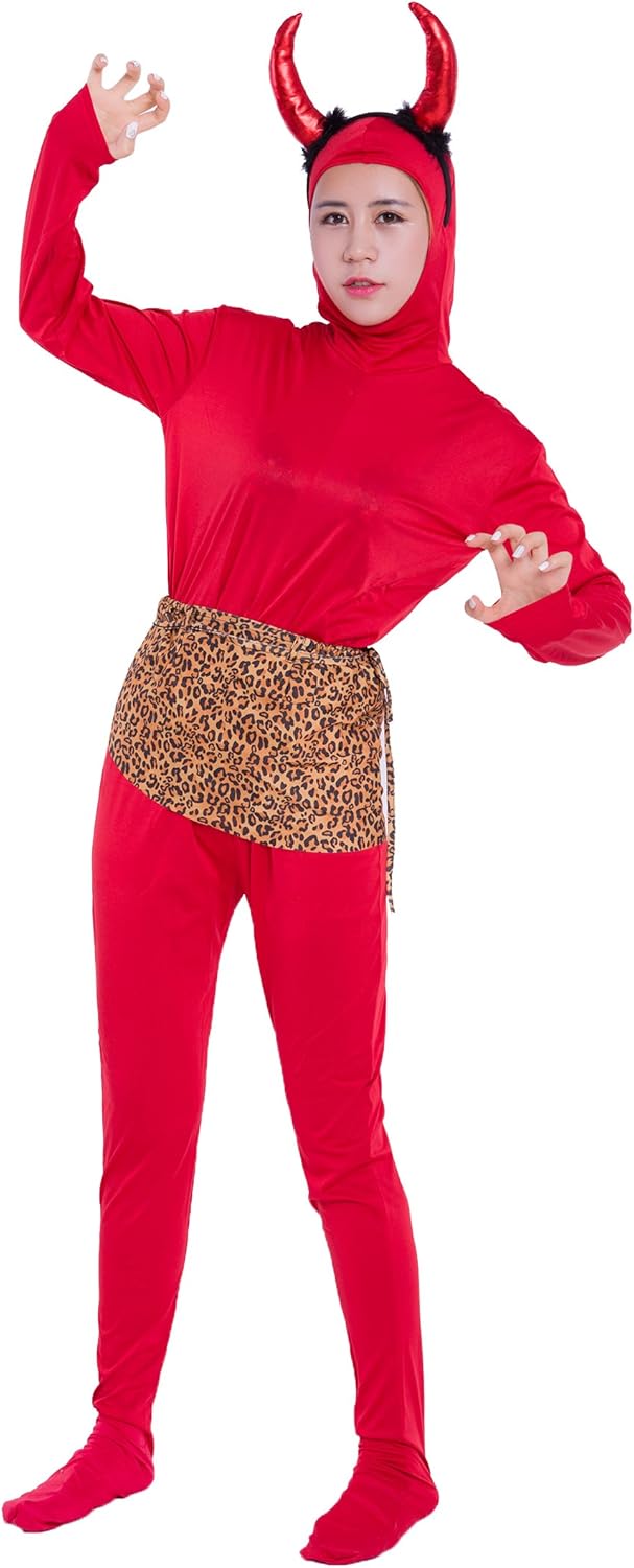 Set of 4 men size L of antler + leopard print loincloth + thorns demon