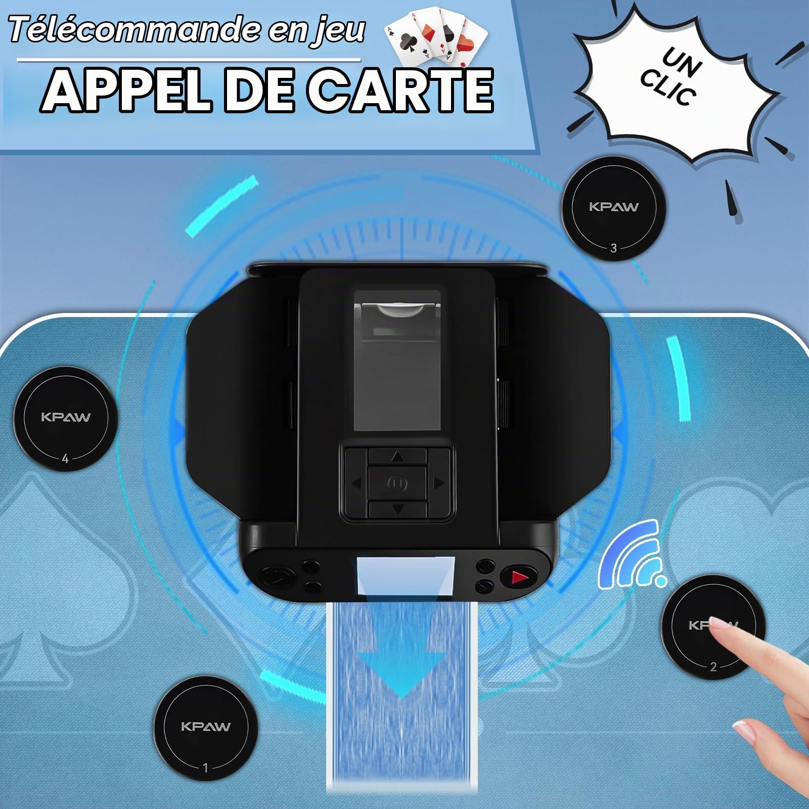 Melangeur de Carte électronique et Distributeur de Cartes à Jouer 2 en1, Mélangeur de Cartes, Machine Automatique de Revendeur de Cartes de Poker Rotative Rapide, pour UNO/Blackjack/Five Crowns