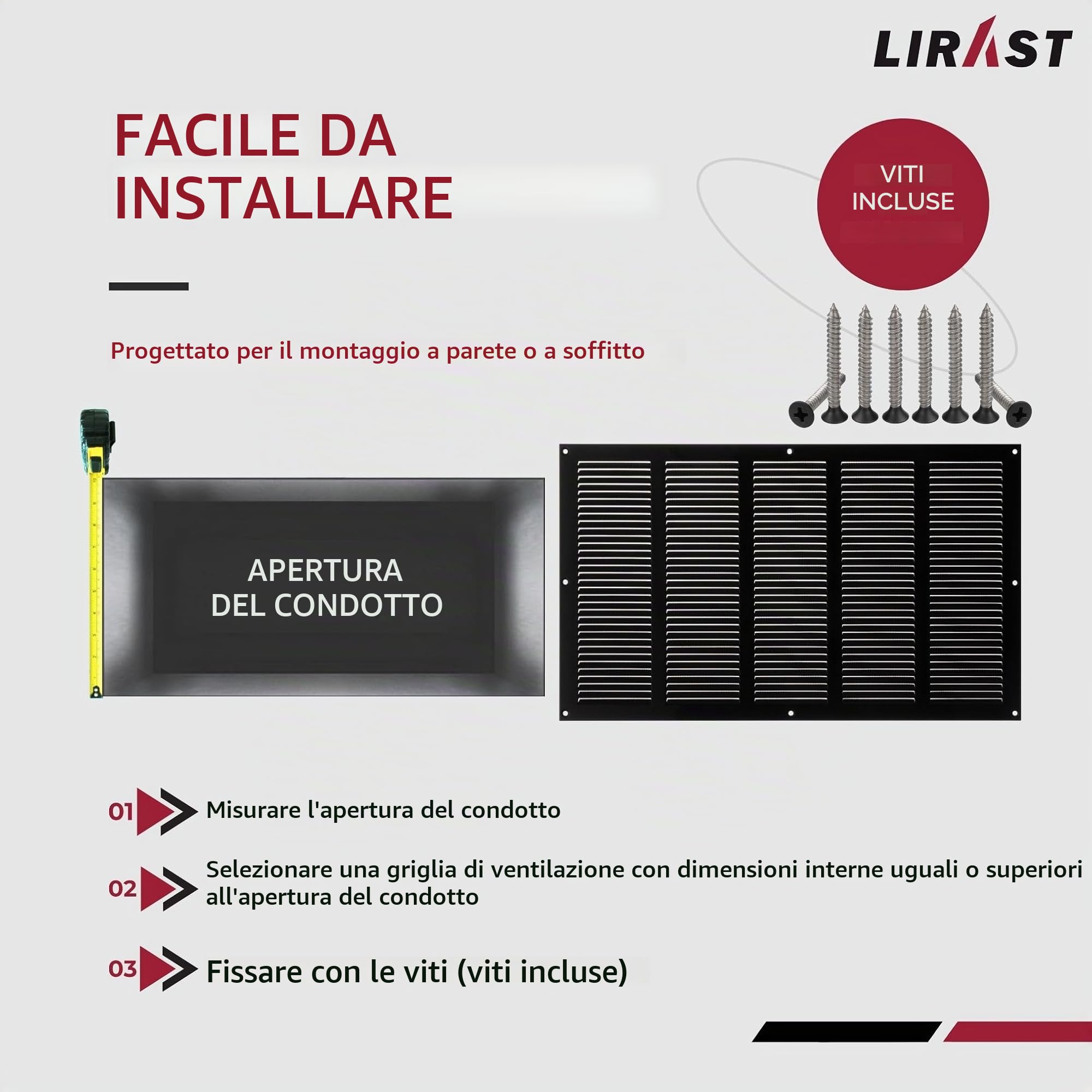 500x300mm Griglie D'Aerazione/Ventilazione in Metallo - Nera Griglia D'aria con Rete Anti Insetti