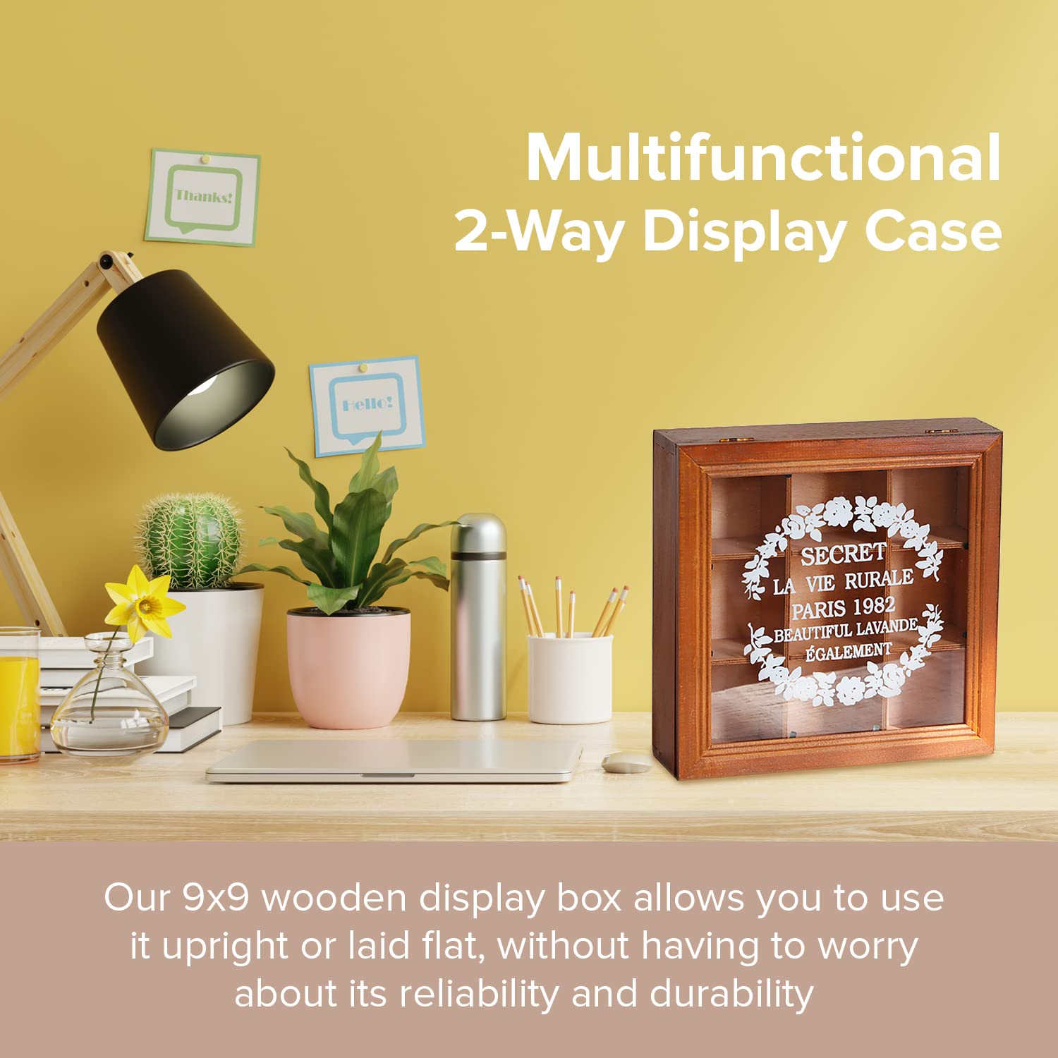 Amazon.com: 9-Slot Mini Wooden Storage Box with Glass Cover (9.44