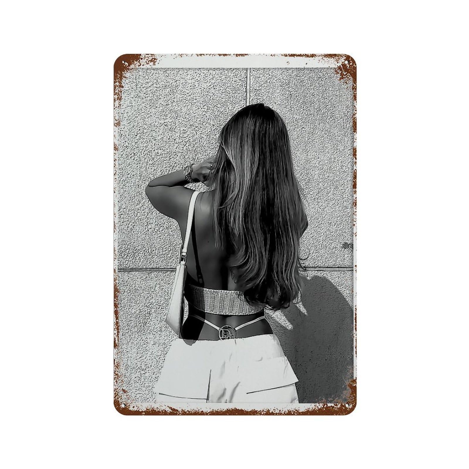 xiaoxiaoshen Black And White Fashion Photography Maximalist Room Decor Wall Decor Art Metal Tin Poster Modern Home Decor Art Home Bar Shop Decorations Vintage Sign 30x20cm