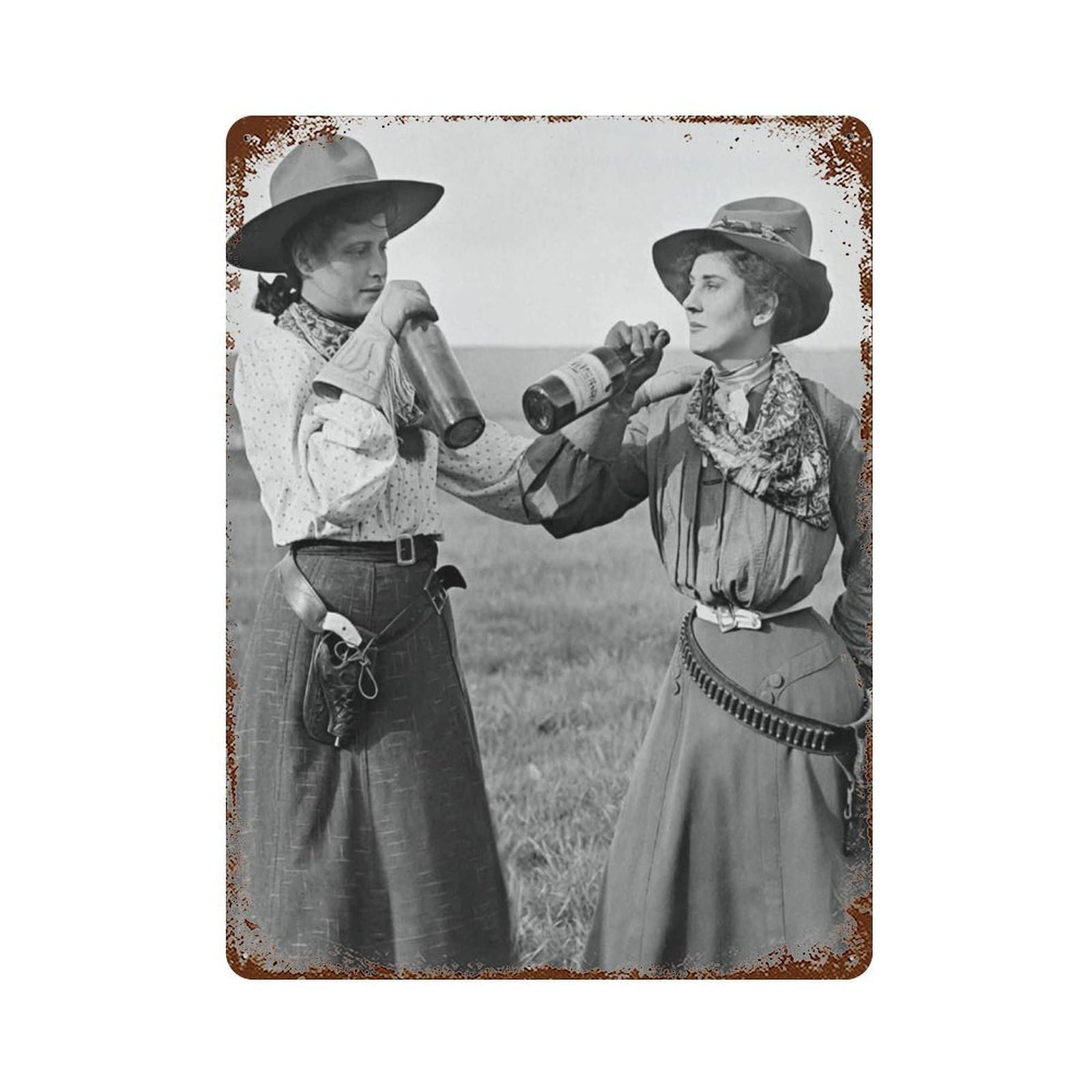 xiaoxiaoshen Vintage Cowgirls Women Drinking Wine Wall Decor Art Metal Tin Poster Modern Home Decor Art Home Bar Shop Decorations Vintage Sign 40x30cm