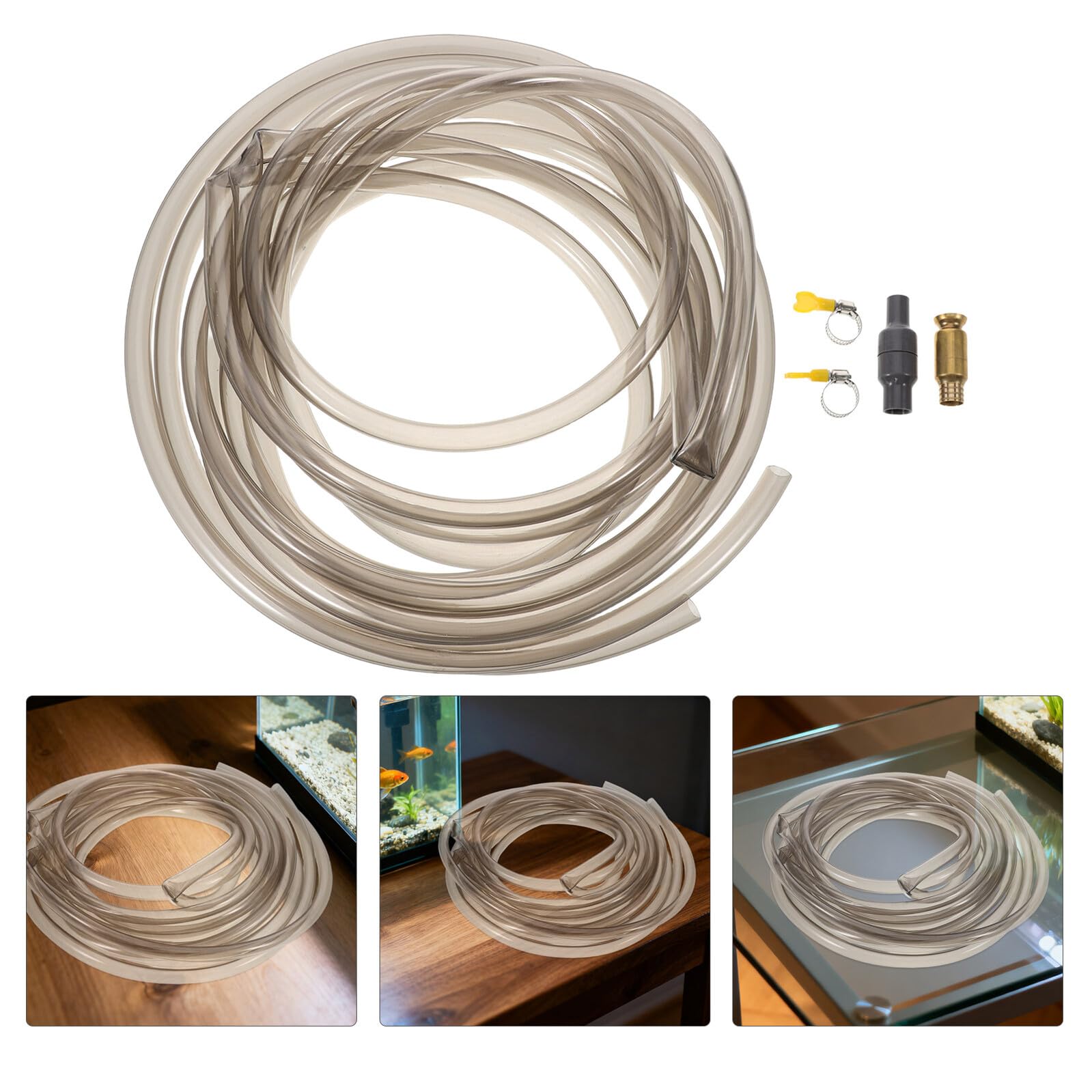 SUPVOX Manguera de Sifón para Acuario con Tubo PVC Transparente de 5 M Abrazadera Ajustable y Clip para Cambio Rápido de Agua Limpiador Manual de Grava para Mantenimiento de Peceras y