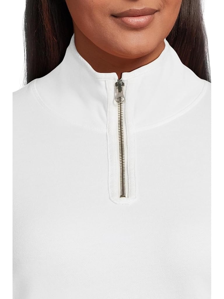 White Mod-o-doc Long Sleeve Half-zip Funnel Neck Sweatshirt