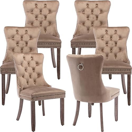 Miniatura 8 de Juego de 2 sillas de cocina y comedor de terciopelo, respaldo exterior capitoné, tapizadas en terciopelo, estructura de madera maciza (celeste, 2