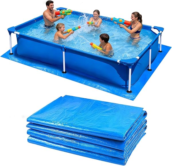 2.4m x 3.4m Retangular Pool Ground Cloth, Foldable Swimming pool ground Mat Sheet Waterproof Outdoor Floor Protector for Above Ground Pools Hot Tub Spa - 1