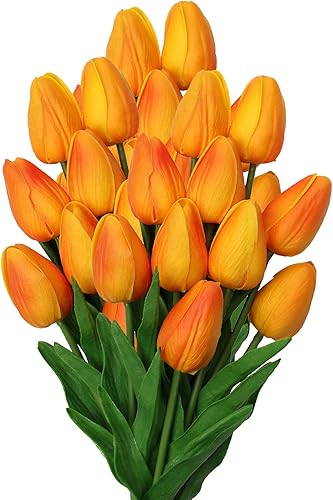 10 piezas de tulipanes anaranjados, flores artificiales de tacto real, tulipanes falsos para decoración de 13.5 pulgadas, tulipanes sintéticos, 10 piezas de tulipanes anaranjados, flores artificiales de tacto real, tulipanes falsos para decoración de 13.5 pulgadas, tulipanes sintéticos,