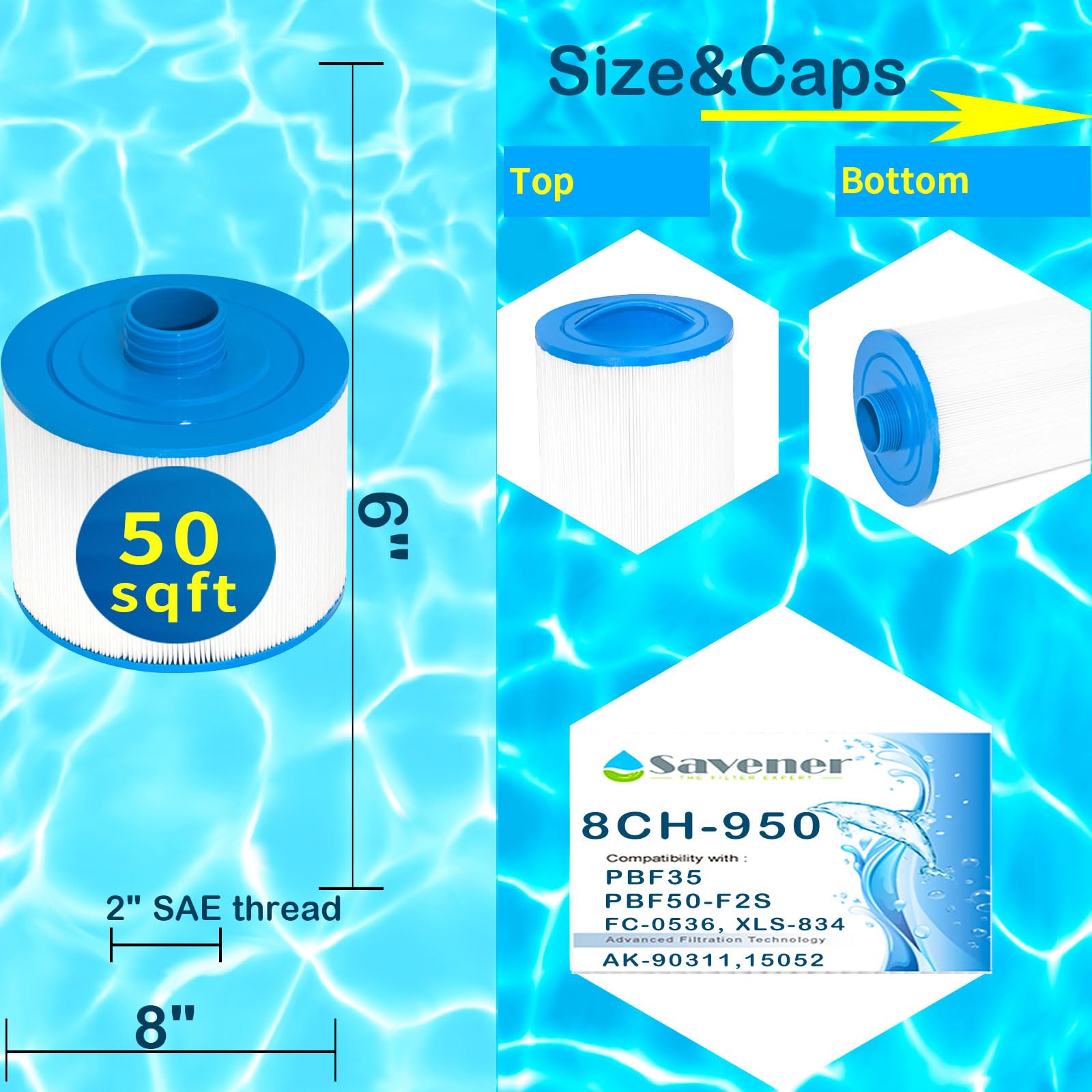 8CH-950 Spa Filter Cartridge with 2