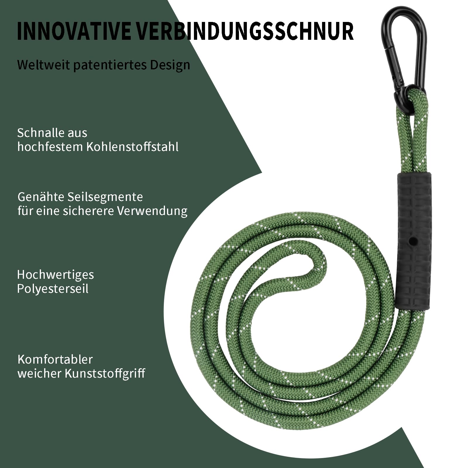 2er Schaukel Befestigung Seil,53cm Hängematte Hängesessel Aufhängung Set Befestigung,Seil mit Karabiner Für Outdoor-Baumschaukel Spielplatz Schaukelaufhängung,Grün/453kg