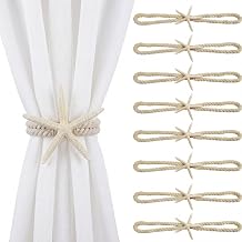 8 Pcs Natural Starfish Curtain Tiebacks Handmade Woven Rope Curtain Ties Blinds Accessories for Outdoor Home Office Hotel Living Room Decoration