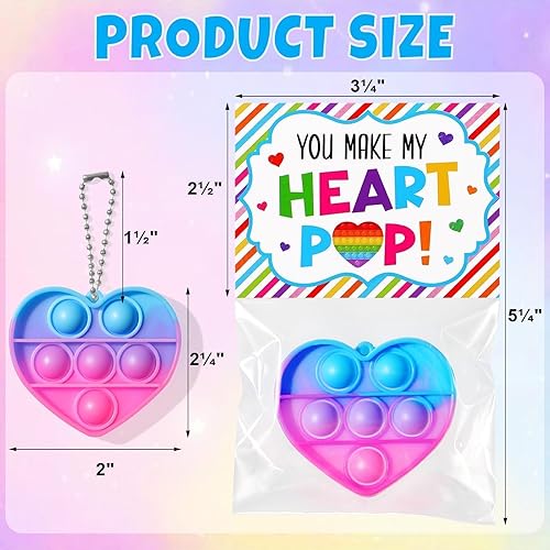 Miniatura 6 de Asoulin Regalos para el día de San Valentín para niños, 30 paquetes de juguetes antiestrés de corazón y tarjetas del día de San Valentín para niños