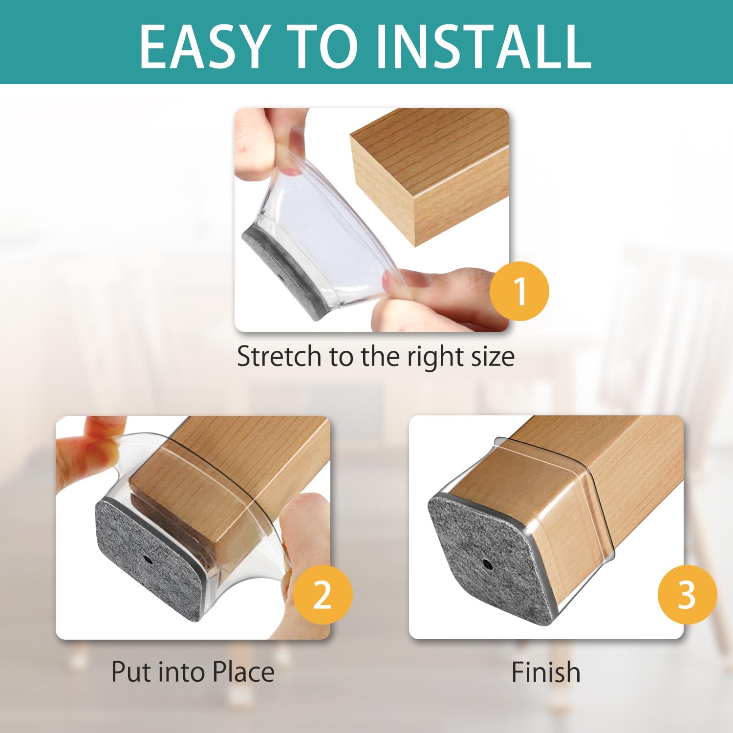 Ansible 24 Pcs Square Chair Leg Floor Protectors 2
