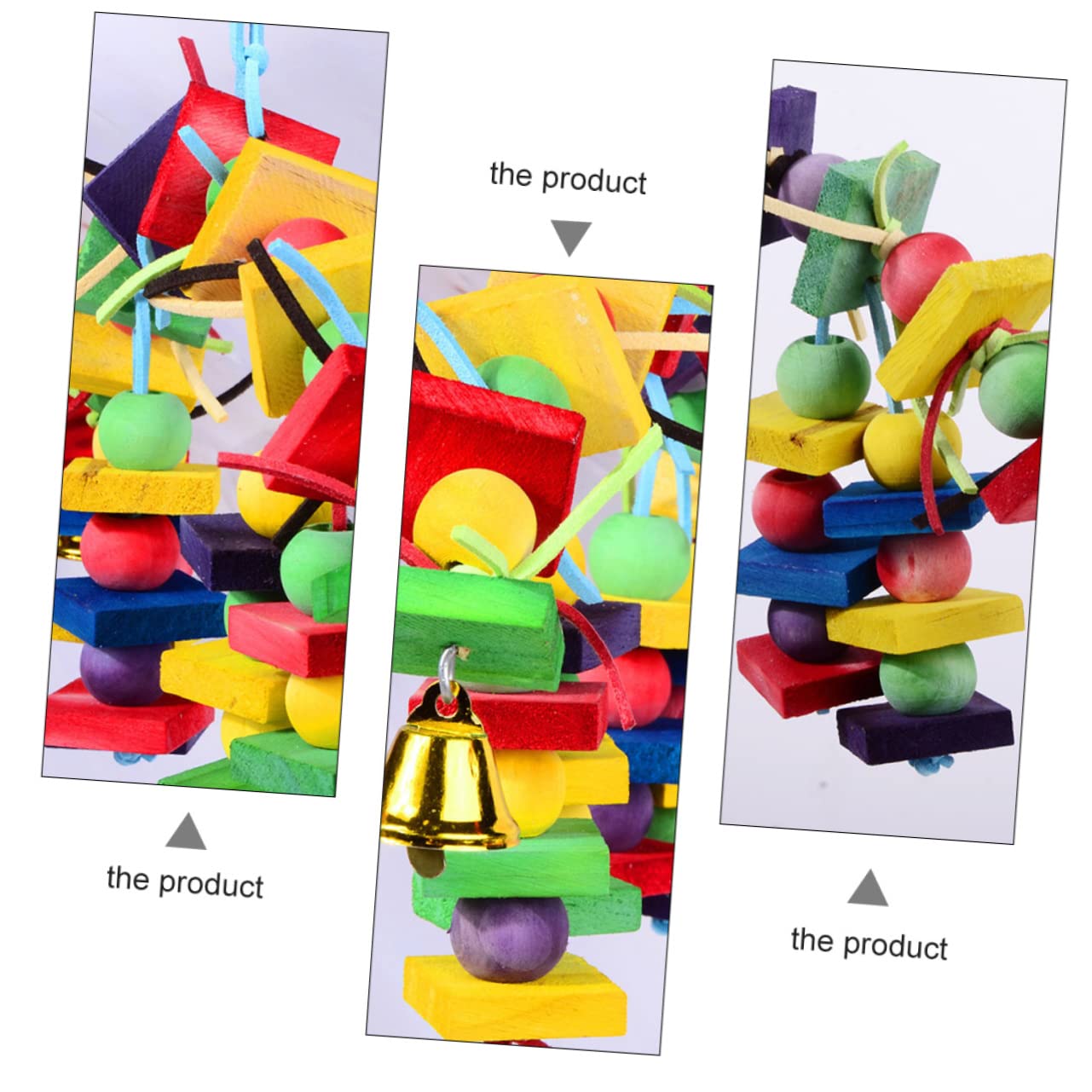 ABOOFAN 3pièces Jouet à Mâcher Bois Coloré pour Perroquet Accessoire Ludique pour Oiseaux Jouet De Jeu Et Amusant pour Animaux De Compagnie
