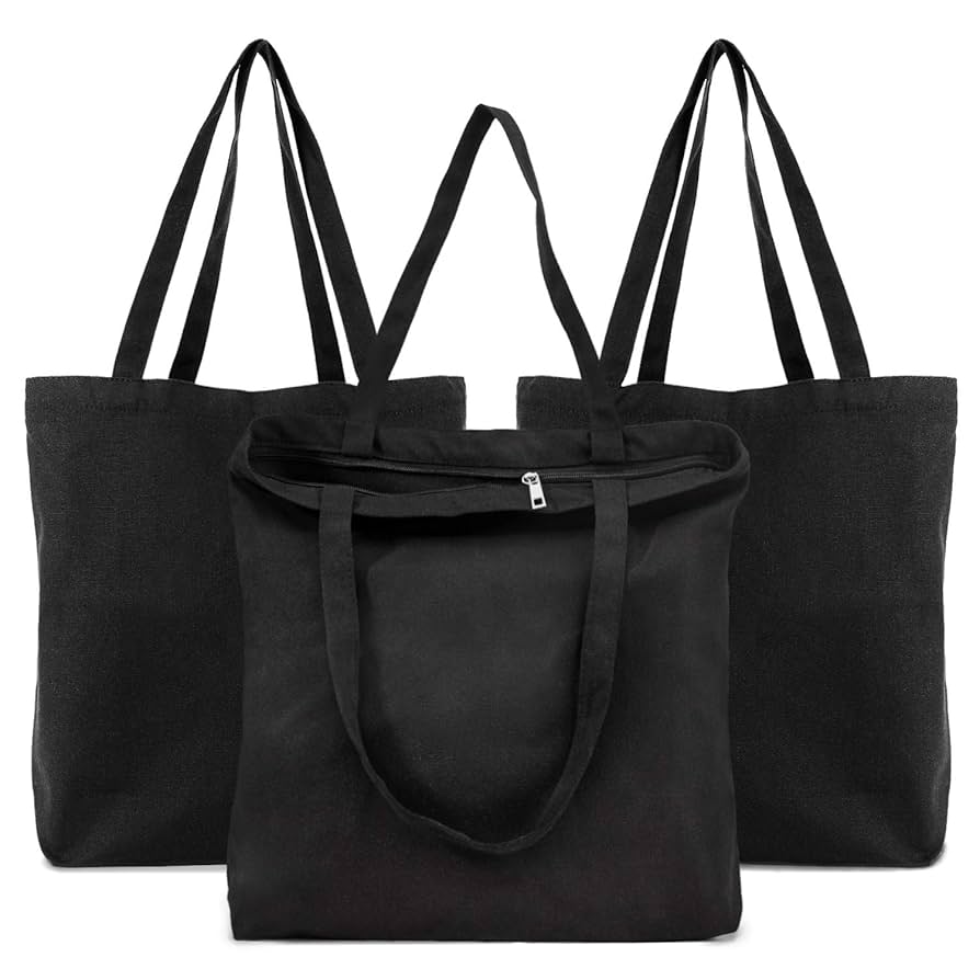 Amazon.com: Segarty Black Canvas Tote Bag, 3 Packs 16x15