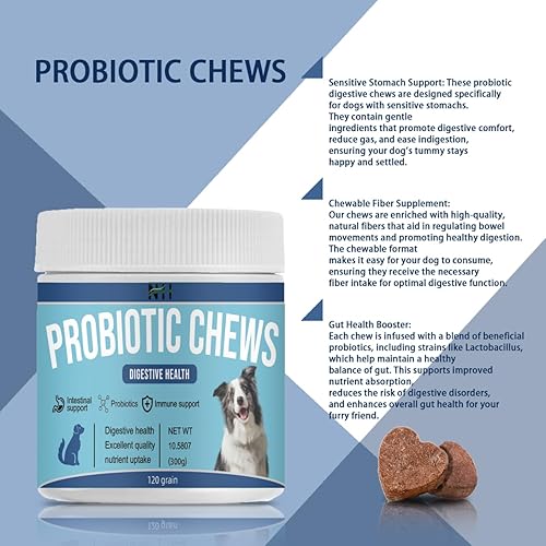 Miniatura 5 de HONGYEE Probióticos y enzimas masticables con papaya  Calabaza  Krill oi para perros y gatos Salud intestinal  Sin olor a caca  Estreñimiento