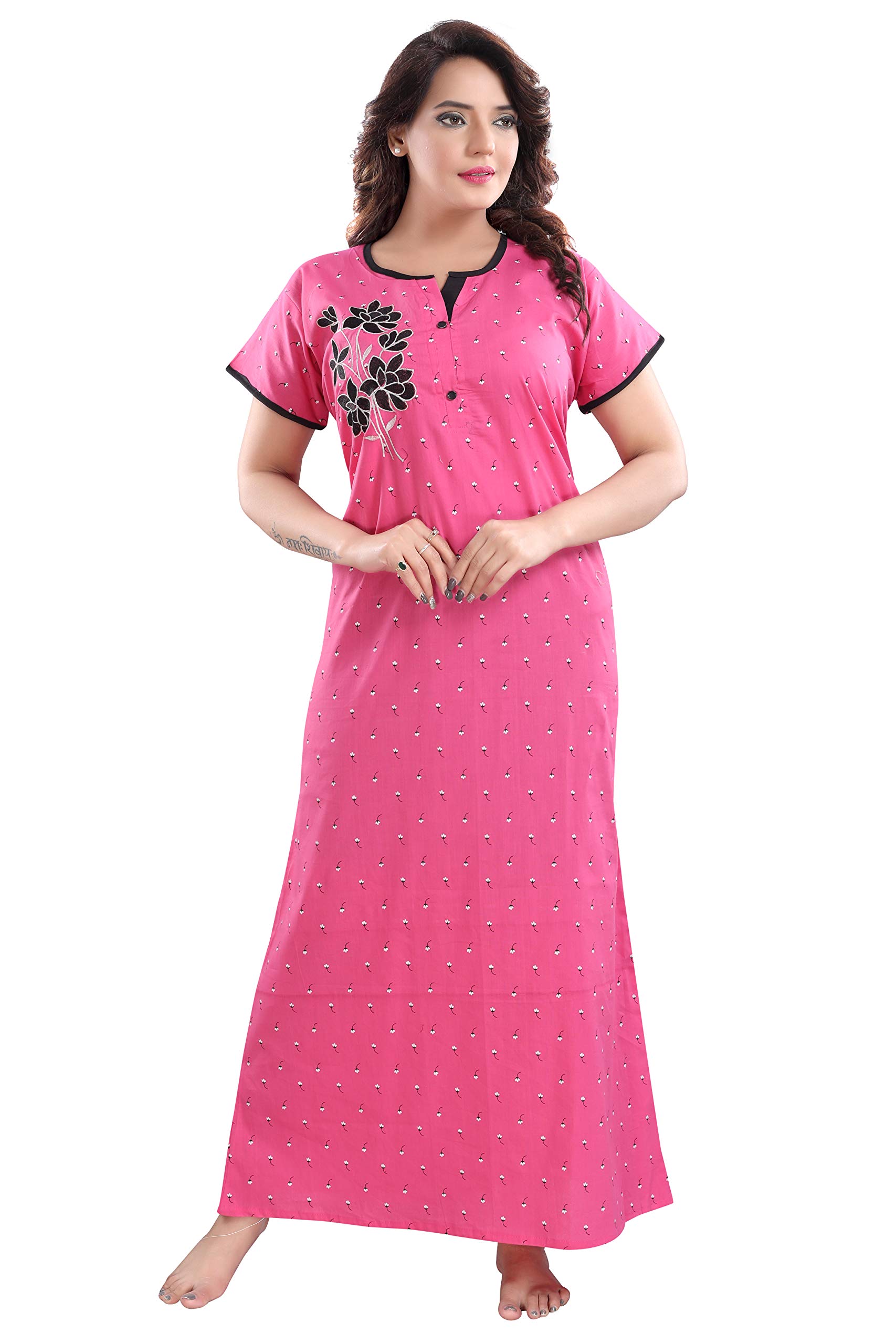 TRUNDZ Women's Comfortable Printed Maternity Cotton Nighty