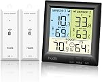 HODIK Thermomètre réfrigérateur avec réfrigérateur d'alarme, 100M Thermomètre numérique sans fil avec 3 Backlight réglable pour cuisine Home Restaurant Noir