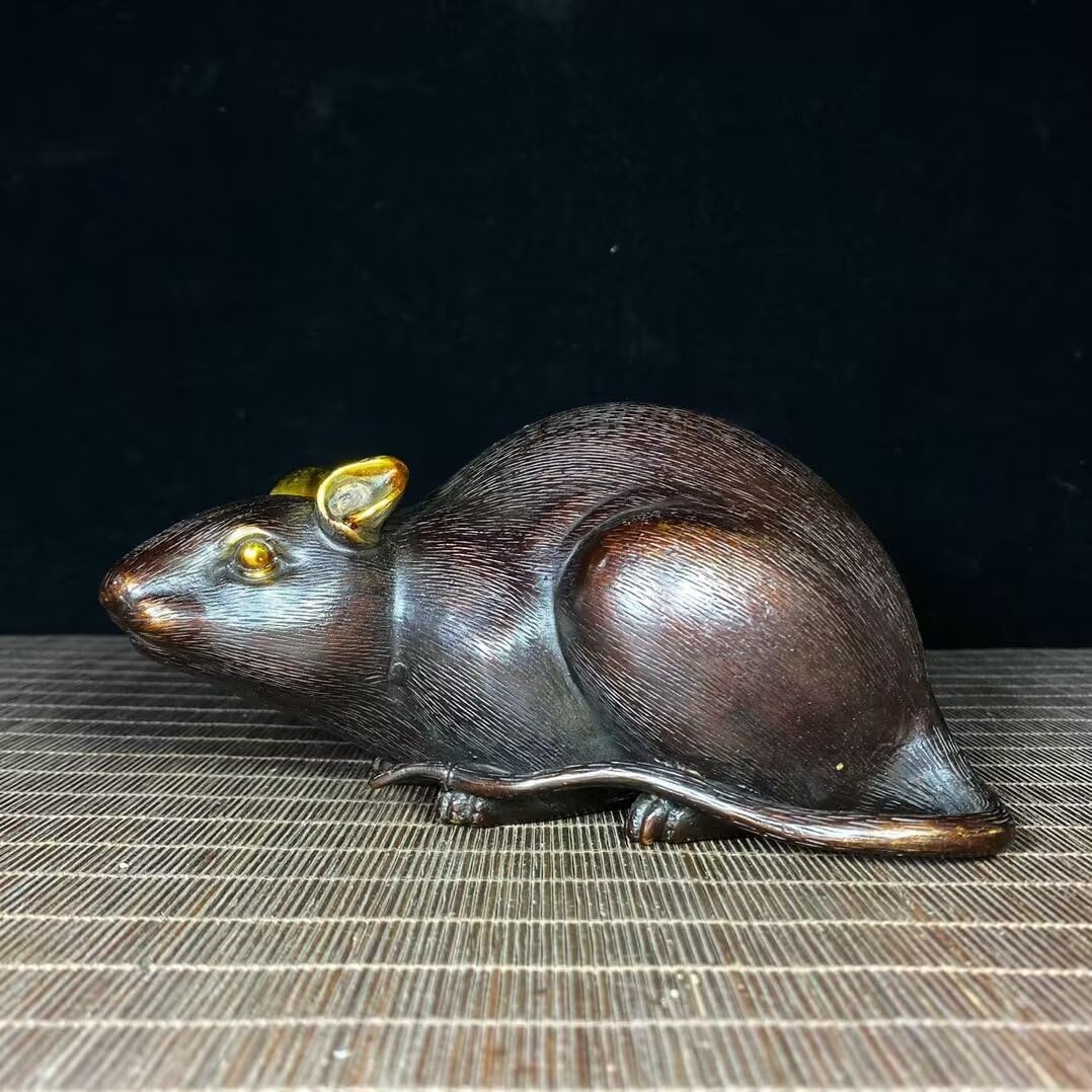 Dytartzx Chinese Feng Shui Bronze Rat Statue Good Luck Auspicious Home Decoration Lucky Rat Statue