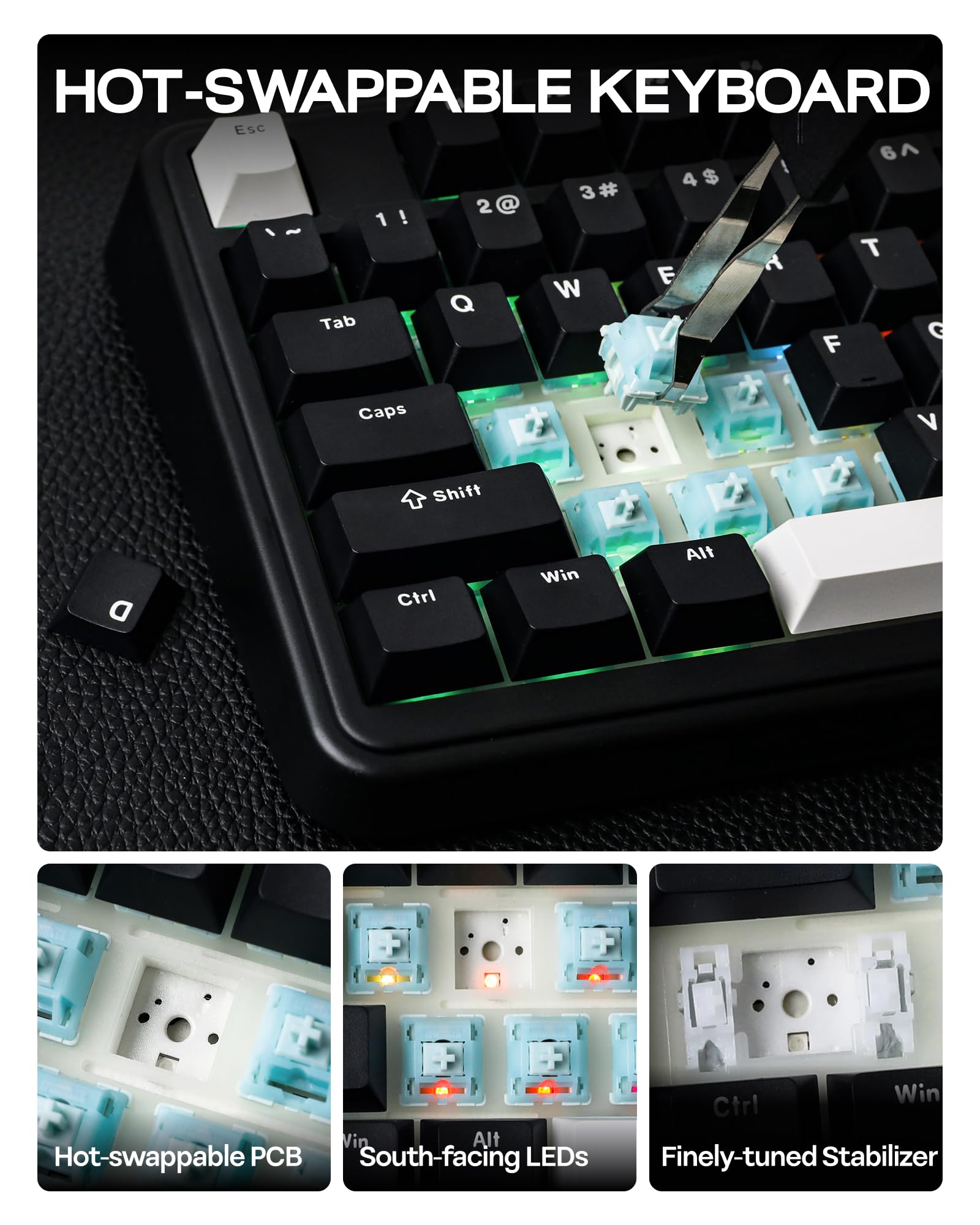 EPOMAKER TH99 Tastiera Meccanica Wireless Tri-Mode, Tastiera Personalizzata hot-Swap, Tastiera da Gioco RGB con Numpad per PC/Mac/Office (Nero, Creamy Jade)