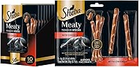 Sheba Meaty Tender Sticks Chicken Cat Treats - Real Meat, Soft Texture, Omega-6 & Amino Acids, 50 Individually Wrapped Sticks