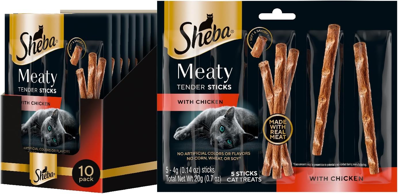Treats Meaty Tender Sticks Soft Cat Treats Chicken Flavor, 0.14 oz, 5 Count (Pack of 10)