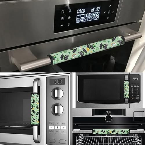 Vista 110 de Juego de 6 fundas protectoras para manijas de puerta de refrigerador con diseño de esqueleto divertido, guantes de cocina para nevera, microondas