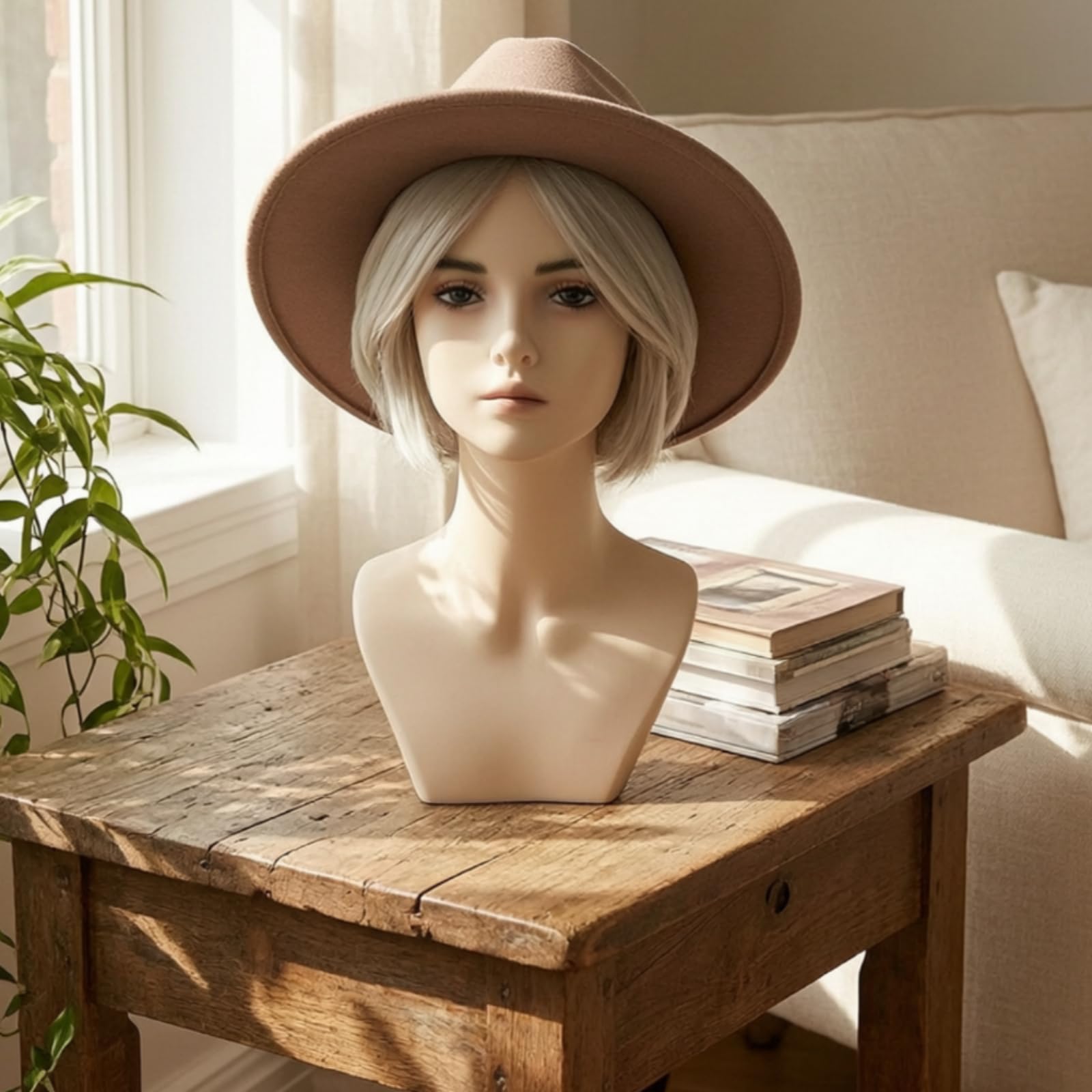 Expositor Cabeza Estable | Busto Exhibición con Hombros, Cabeza Exhibición, para Peluquerías, Estilistas