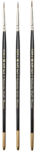 Miniatura 6 de AIT Art - Pinceles de pintura Kolinsky con detalles redondos, tamaño 0, paquete de 3, color rojo puro ruso, hecho a mano en Estados Unidos para