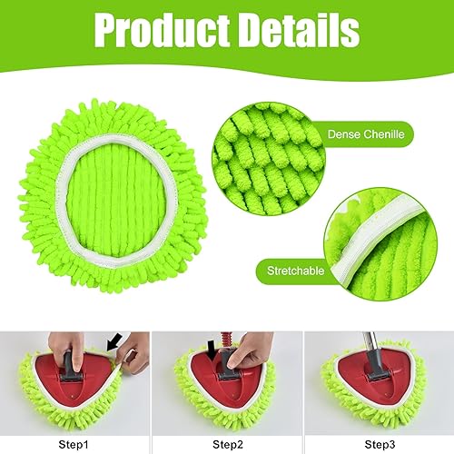 Miniatura 5 de Mango de cepillo de repuesto para cabezal de fregona giratoria, mango de cepillo de fregona de 4 secciones de 30 a 58 pulgadas, compatible con mango