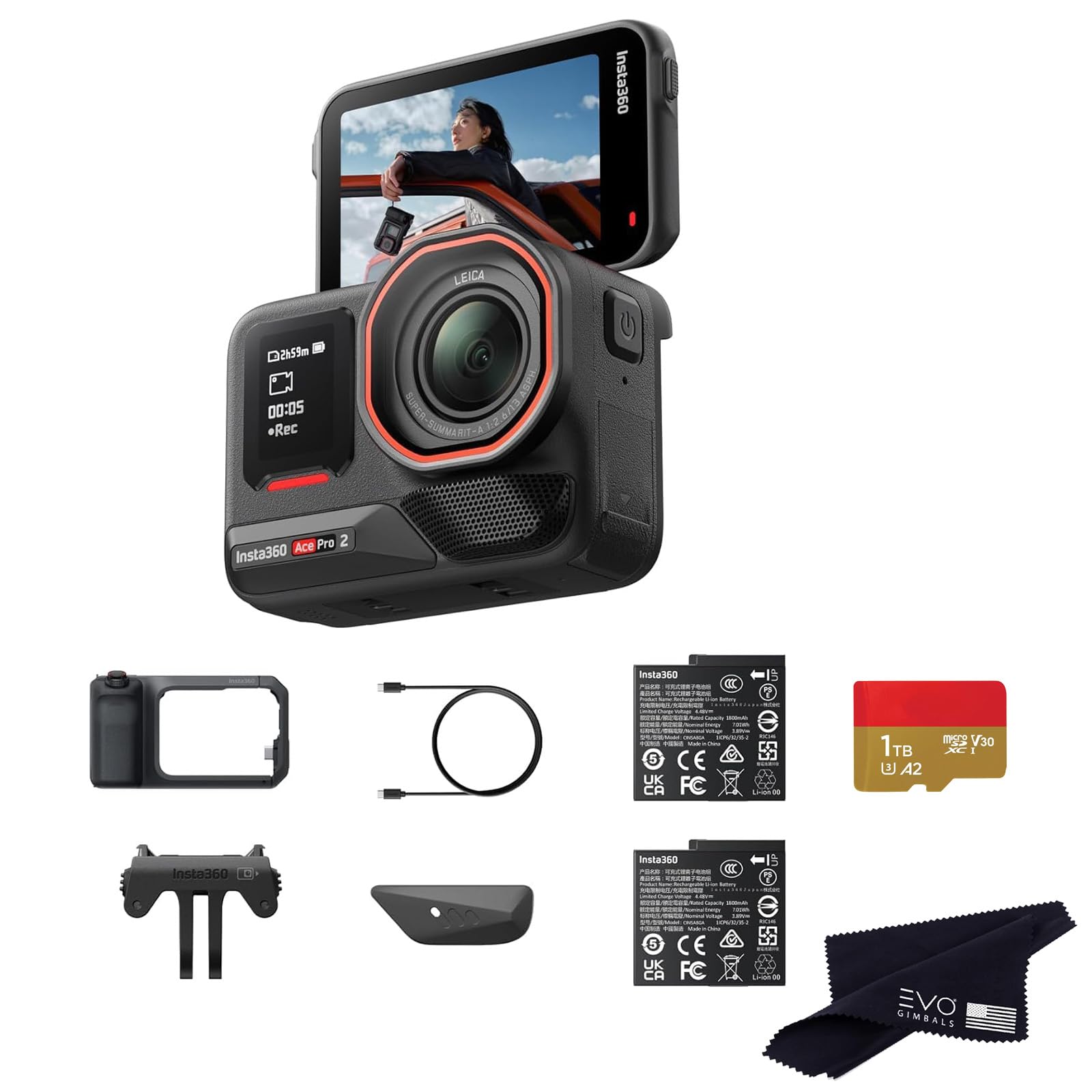 Insta360 Ace Pro 2 Dual Battery Xplorer Pro Bundle with 1TB Card- 8K Waterproof Action Camera Co-Engineered with Leica, Flagship 1/1.3" Sensor, 8K30fps, 4K60fps, 2.5" Flip Screen-image-47