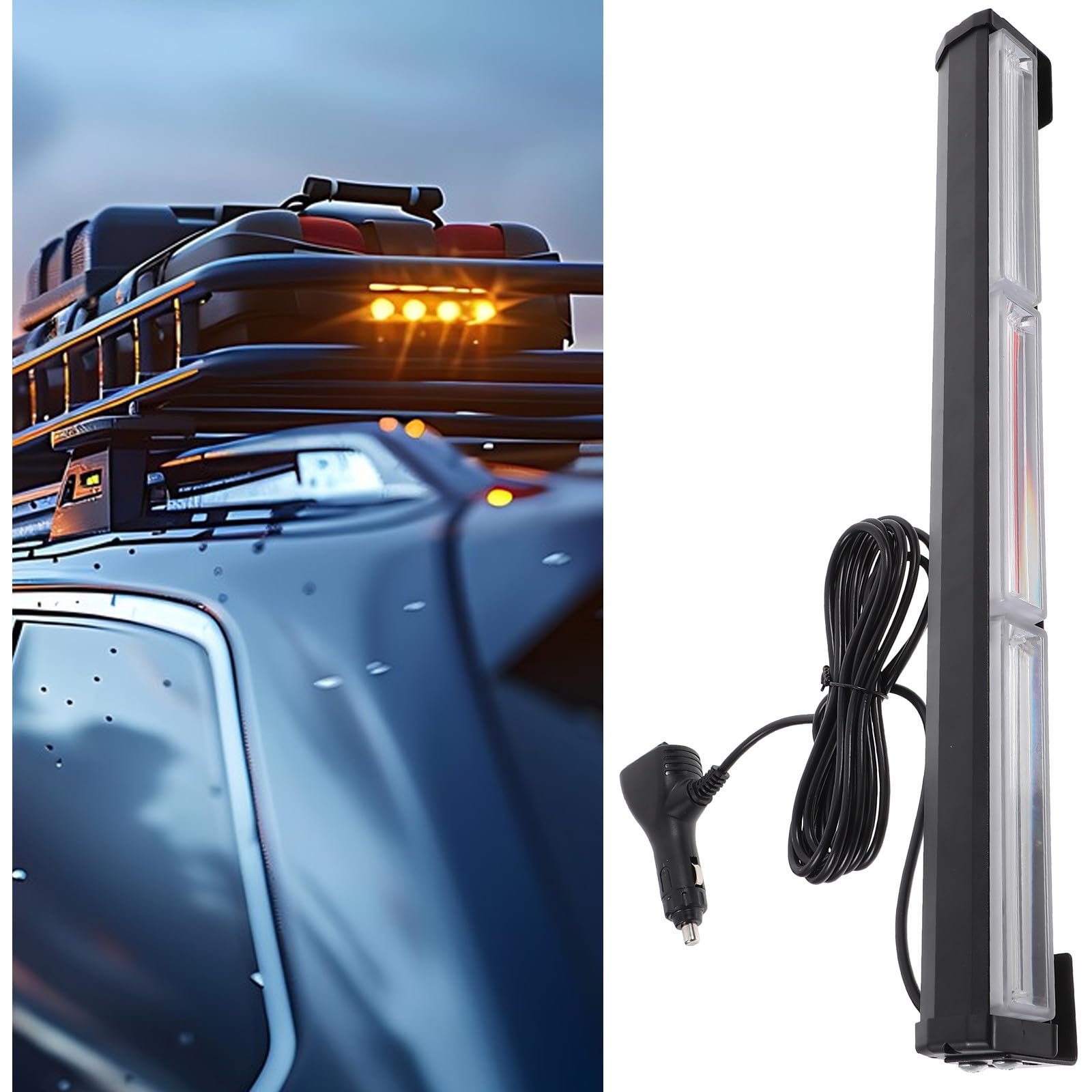 NUOBESTY Phare Stroboscopique LED Cob 3 Segments Rouge et Bleu Feu Clignotant D’Avertissement pour Calandre de Voiture Éclairage Haute Luminosité Montage par Vis Couleur Aléatoire