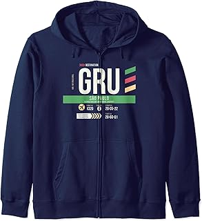 Vintage Sao Paulo GRU Airport Code Travel Day Retro Brazil Zip Hoodie