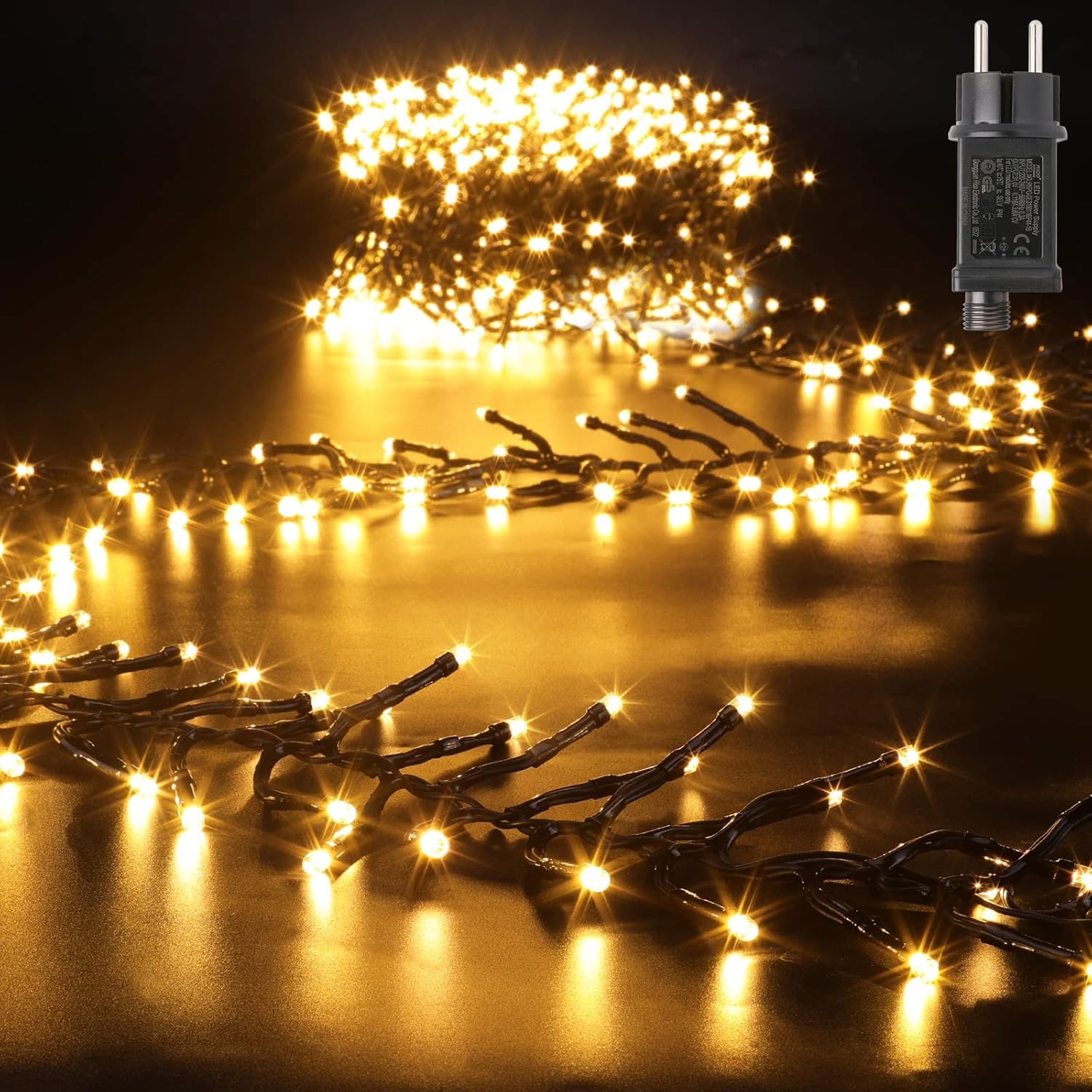 GlobaLink 7.6M 760 LED Luces Racimo Navidad con Enchufe, Luz Clúster Arbol con 8 Modos, Impermeable Guirnalda Luminosas Grupo para Nata Jardín Boda Fiesta Casa Exterior y Interior, Blanco Cálido
