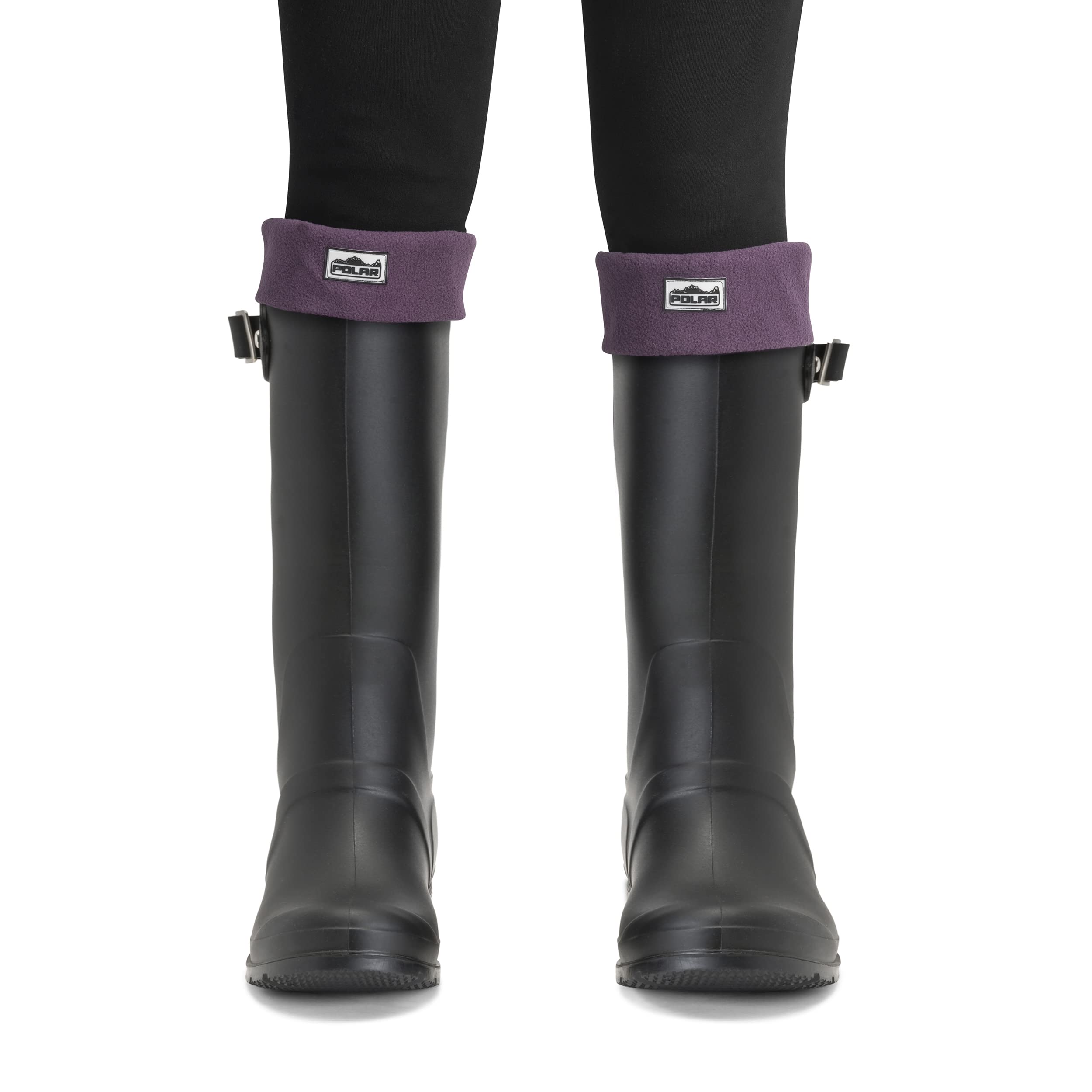 Polar Womens Thermal Fleece Welly Wellington Boot Warm Cosy Soft Wellie Socks - Purple - M