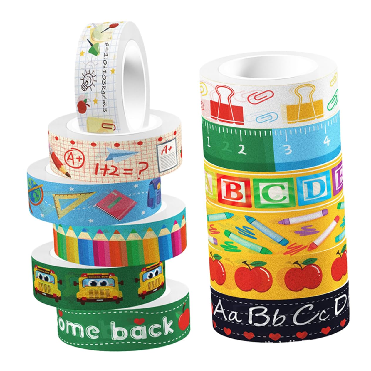 36rotoli Adesivi Washi Trasparenti Per Nastro Decorativo Per Scrapbooking Progetti Creativi e Ritorno Scuola Con Fantasie Di Cartoni Animati Facile Da Applicare e Rimuovere