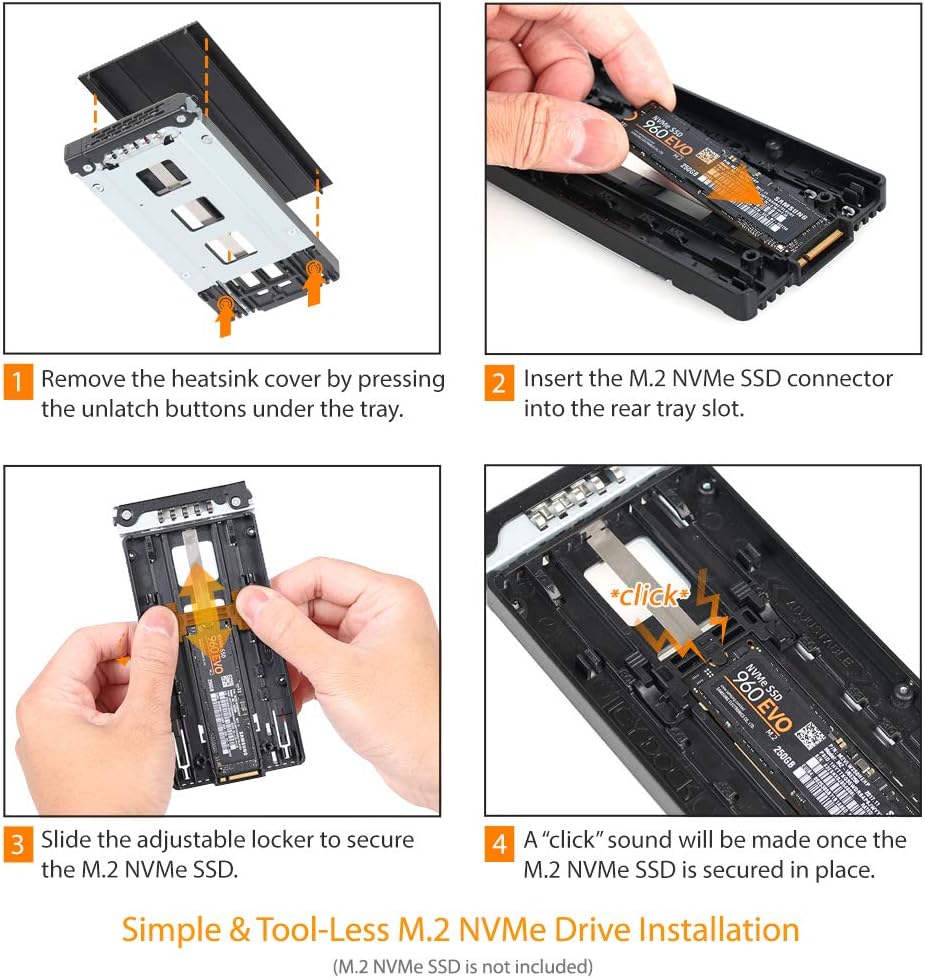 ICY DOCK 2 Bay M.2 PCIe 3.0/4.0 NVMe SSD Mobile Rack for External 3.5” Drive Bay | ToughArmor MB834M2K-B