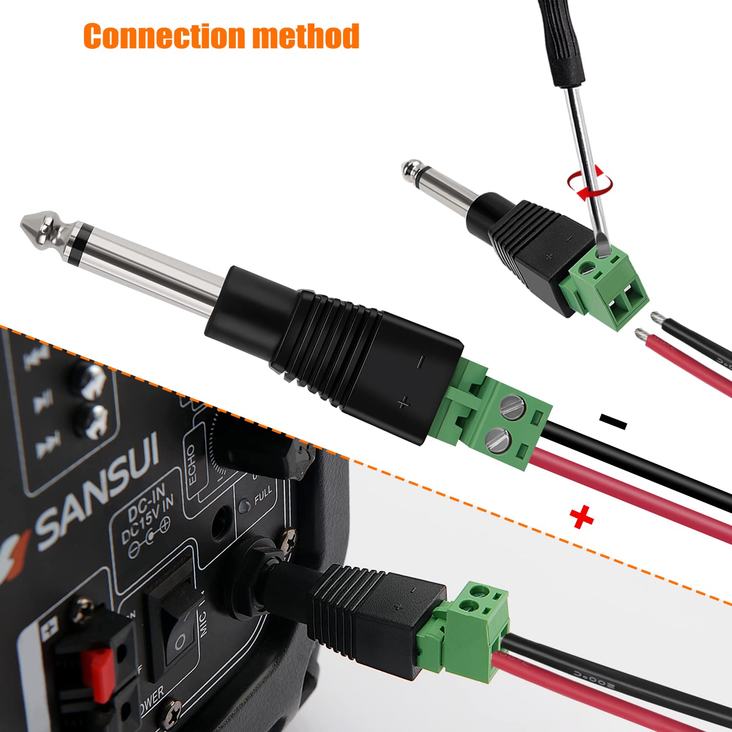 KUOQIY 5 PCS 6.35mm TRS Male Plug to Screw Terminal Adapter, 1/4 Inch Mono Solderless Connector - Image 4