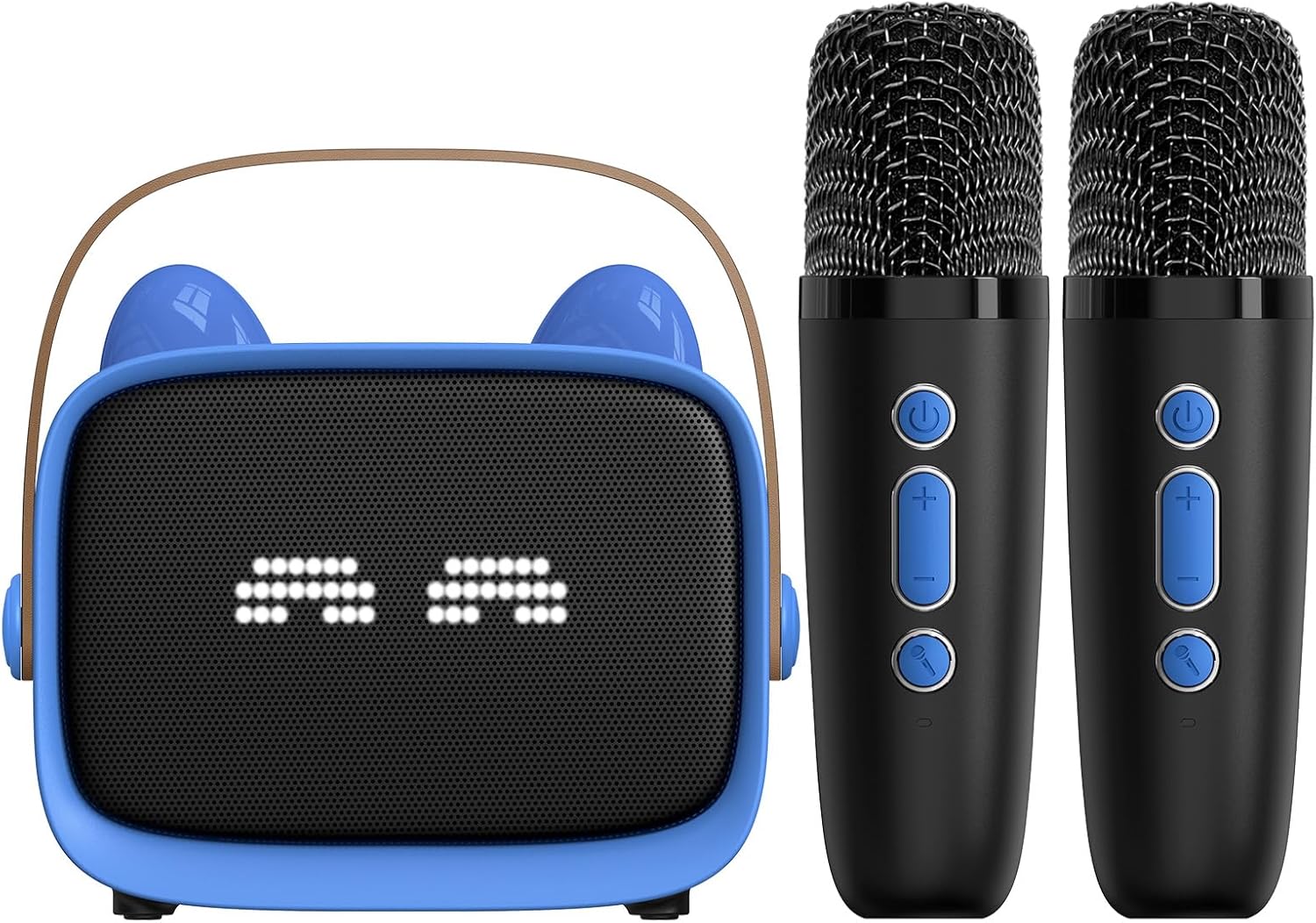 Karaoke Machine, Kid Karaoke Speaker with 2 Mics, Portable Bluetooth Speaker with Colorful Lights, Support Noise Reduction BT for Parties, Birthdays, Family Gatherings (Blue)