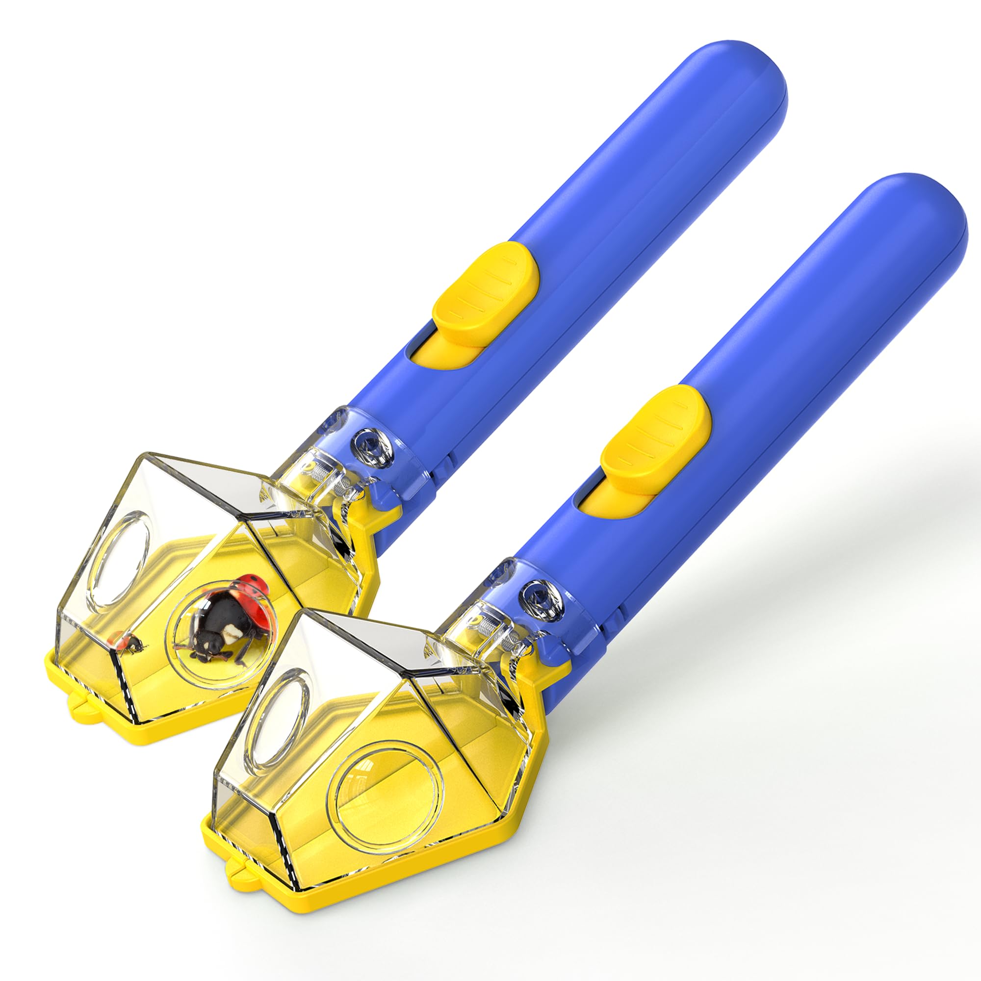 Bug Catcher for Kids with 6X Magnifier, 2 Pack STEM Educational Learning Toys Kit for Boys Girls Ages 3+, Indoor Outdoor Exploration Tool, Backyard Parks Camping, Birthday (Blue) - 1