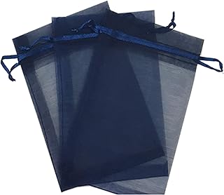 100 Pcs Navy 5x7 Sheer Drawstring Organza Bags Jewelry Pouches Wedding Party Favor Gift Bags Gift Bags Candy Bags [Kyezi Design and Craft]