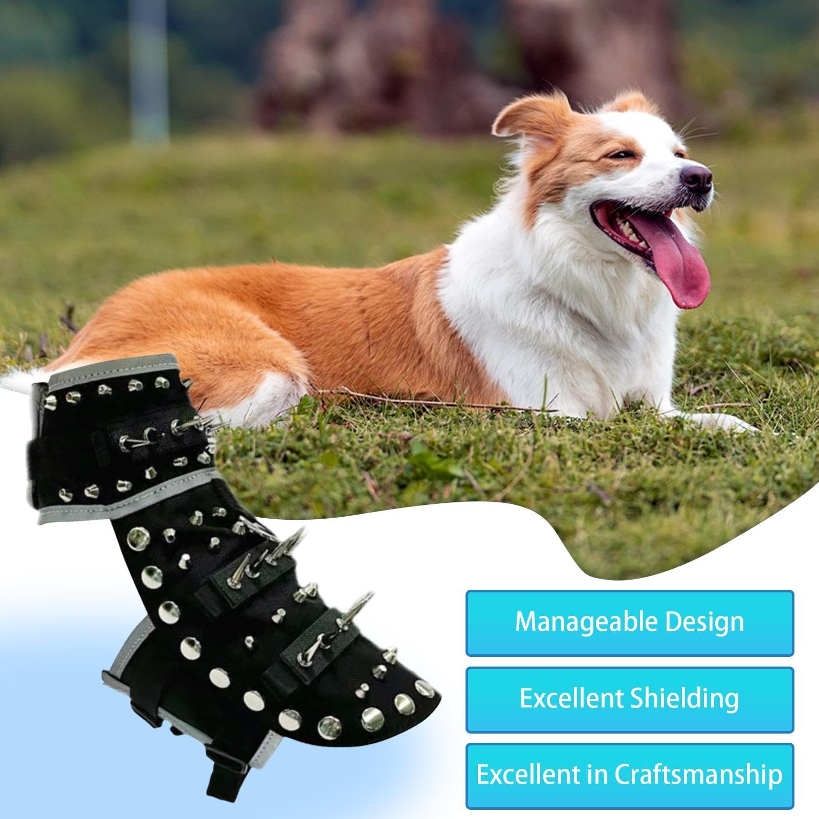 Chaleco con púas para Perros Chaleco Ajustable Reflectante Protección | Portátil Protección de su mascota contra ataques de coyotes y rapaces en actividades al aire libre, t