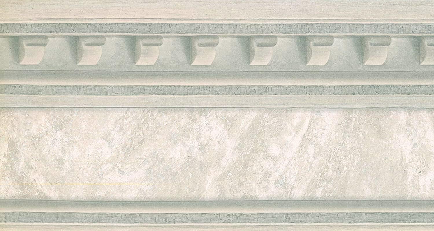 CONCORD WALLCOVERINGS ™ Faux Marble Architectural Wallpaper Border, 10.5" x 15' Grey & Beige, Classic Traditional Faux Marble Molding Trim for Living & Dining Rooms, Prepasted Vinyl #DK1163B