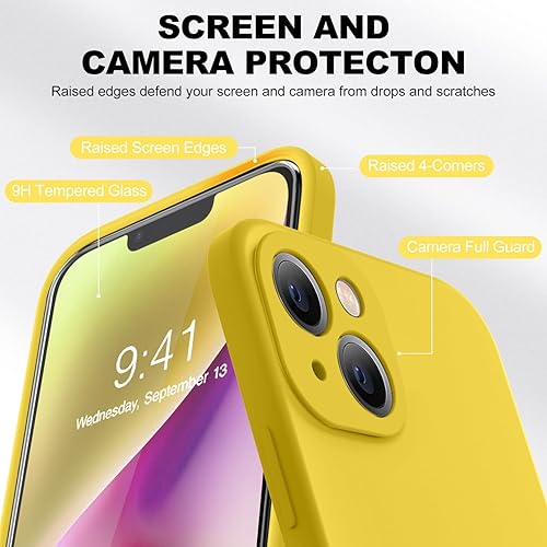 Miniatura 810 de BossKiss Funda compatible con iPhone 14 Pro, silicona mejorada [protección de cámara] [2 protectores de pantalla 9H], forro interior de microfibra