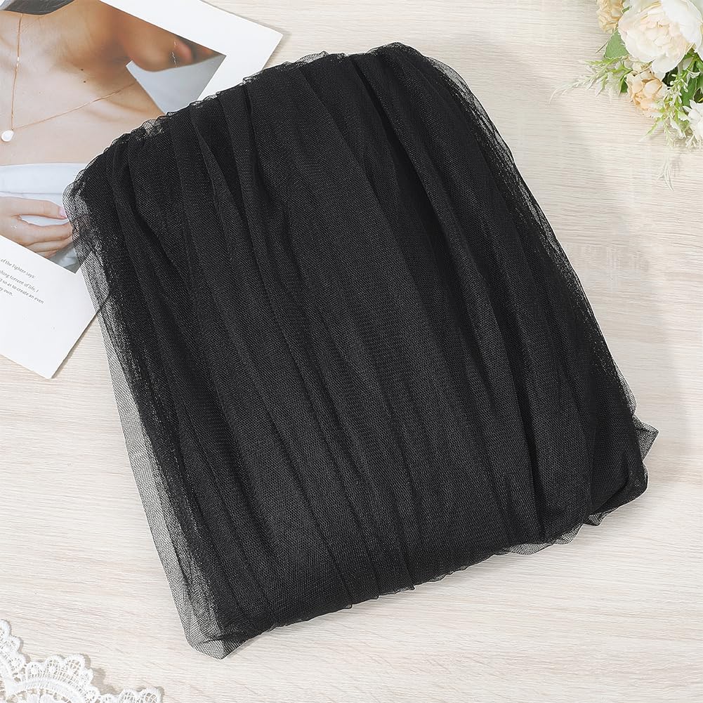 CABODYALS Black Elf Cloak with Hood Long Soild Vampire Halloween Cape Gothic Ghost Sheer Tulle Mesh Silk Witch Hooded Polyester Dresses Robe for Women Cosplay Party Costumes Performances Accessories - Image 3
