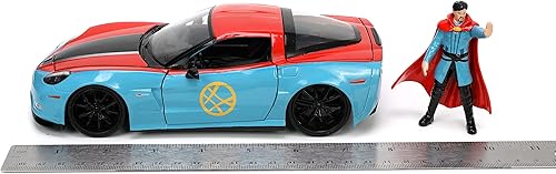 Miniatura 9 de Jada Toys Marvel Doctor Strange 1:24 2006 Chevy Corvette Z06 - Auto fundido a presión con figura de Dr. Strange de 2.75 pulgadas, juguetes para