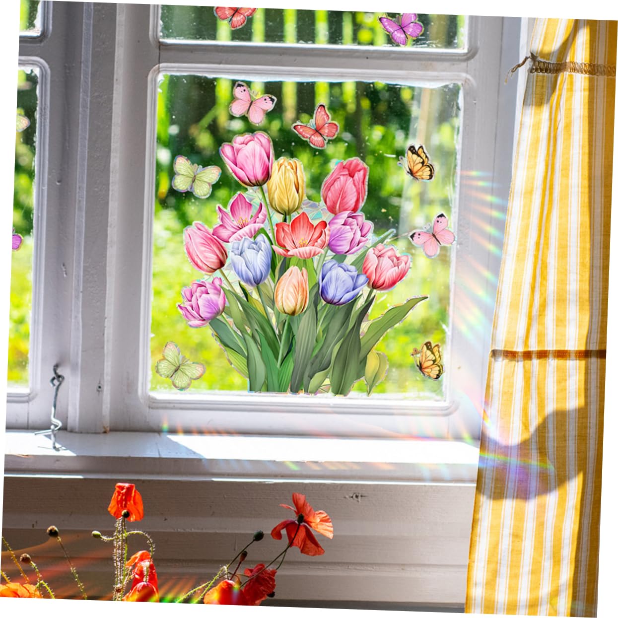 4hojas Pegatinas De Ventana De Decoración Estática Floral Para Hogar Fácil Instalación Decoración Creativa Para Habitaciones Infantiles y Salones